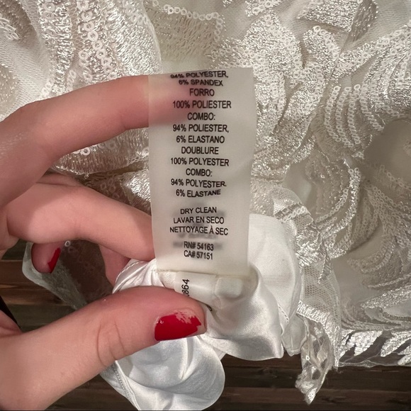 White Sequined Spaghetti Strap Jewel Neck Cocktail Sheath Dress | Vince Camuto - Picture 9 of 10